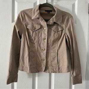 Charter Club Petite Brown Button Up Denim Jacket